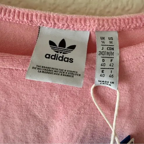 Adidas off shoulder triple stripe logo crop sweatshirt Pink Size M