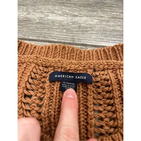 American Eagle  Cropped Cable Knit Brown Sweater Size XL