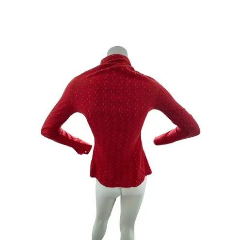 Vintage Michel Comte French red yellow blue paisley candy corn long sleeve blous Size undefined