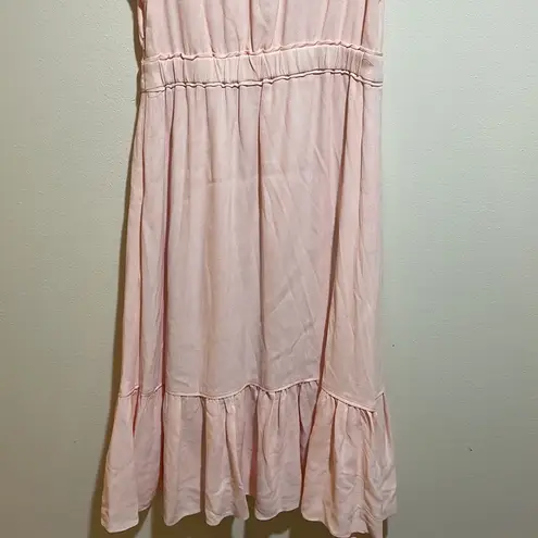 J.Crew  Point Sur V-Neck Ruffle Midi Dress Flutter Sleeve Blush Pink Size 2