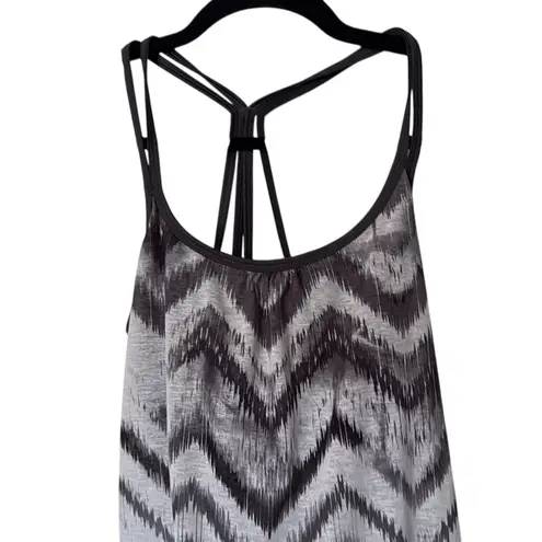 prAna Pixie tank top womens strappy black gray white print size medium