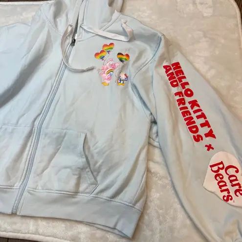 Sanrio Hello Kitty X Care Bears Collab Graphic Hoodie Women's Size XXL Full Zip Blue