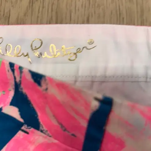 Lilly Pulitzer  Pink and Blue Bermuda Shorts Vibrant Floral Design