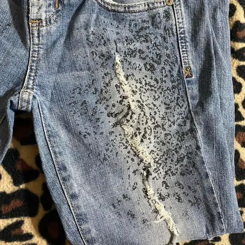 Guess leopard print distressed  jeans