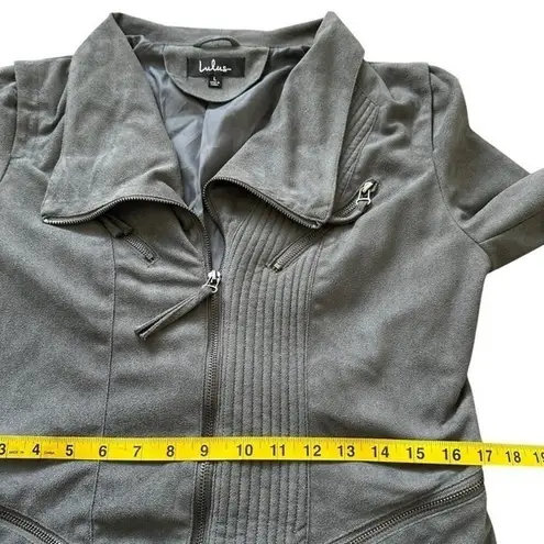 Lulus Ready For Anything Moto Jacket Gray Suede L Minimalist Style Monochrome Size L