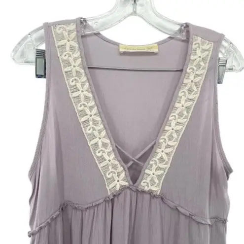 Magnolia South Sheer Boho Fairy Embroidered Lace Peasant Tank Top