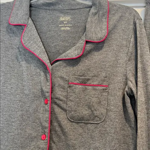 Gilligan & Omalley Charcoal Pajama Set with Fuchsia Trim size S/XS. Gray