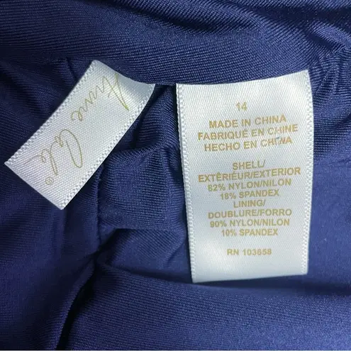 Anne cole NWT Paisley Pom Lace-Up One Piece Swimsuit Navy Blue Multi Size 14