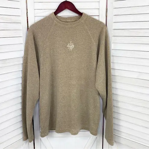 prAna Embroidered Logo French Terry Pullover Brown Tan XL