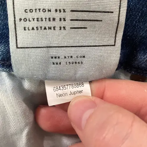 AYR the Riser super skinny soft jeans with released hem in neon Jupiter size 25