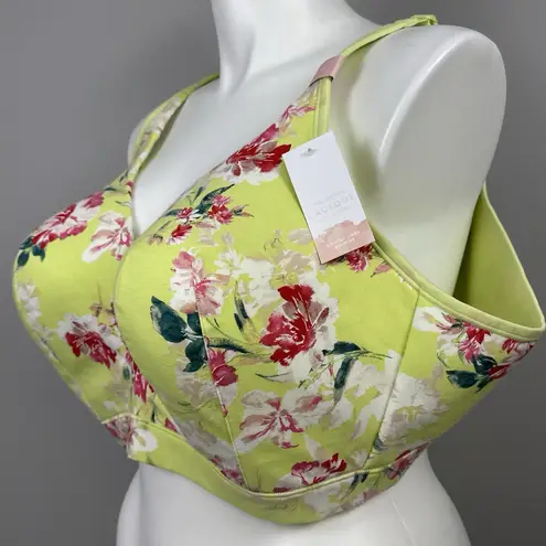 Cacique New Lane Bryant Lightly Lined No Wire Bra 54C Light Bright Green Floral