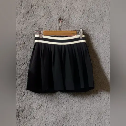 Aerie  Pleated Knit Skirt in black with ivory stripes NWT