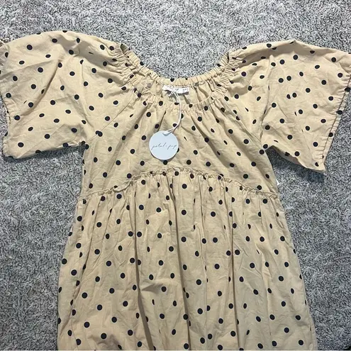 Petal and Pup  Beige with Navy Blue Polka Dots Mini Tunic Dress Size 6