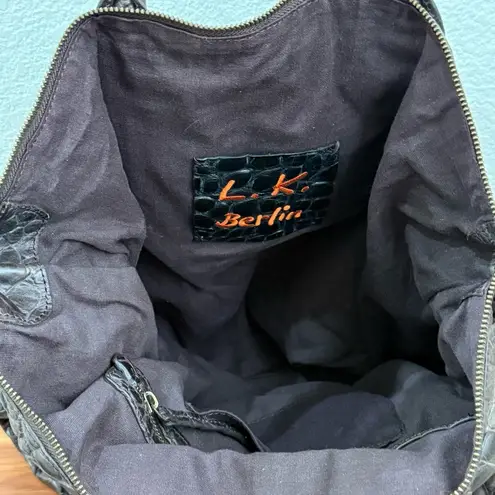 LIEBESKIND Berlin 100% Cow Embossed Leather Brown Croco Shopper Large Tote Bag