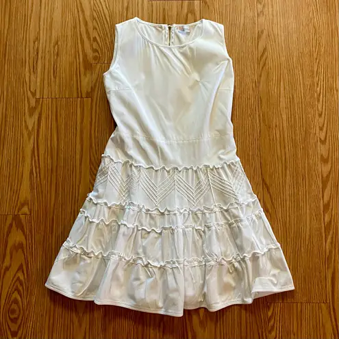 Red Valentino White Tiered Ruffle Fit & Flare Dress Womens 10
