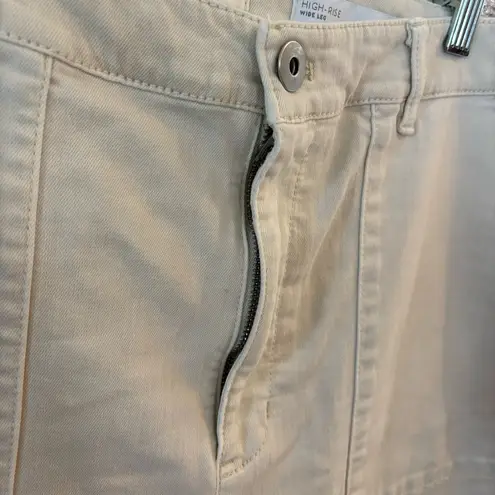 J. Jill High‑Rise Angled‑Pocket Wide‑Leg Jeans in Ivory Size 14P White