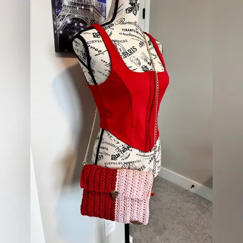 Handmade Red and Pink Crochet Bag Set