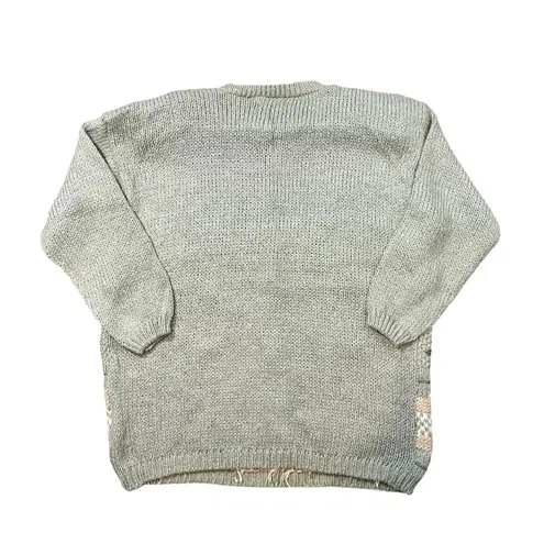 NWT Vintage Shenanigans Hand Knitted Floral Cottage Core Grandma Sweater Green Size L