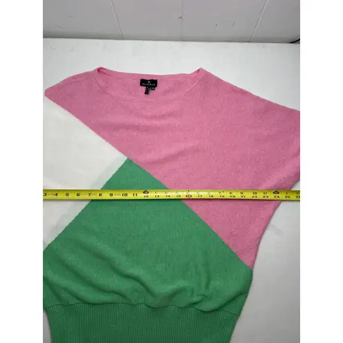 Marble light pink and green batwing Cotton relaxed sweater. Women's Size S