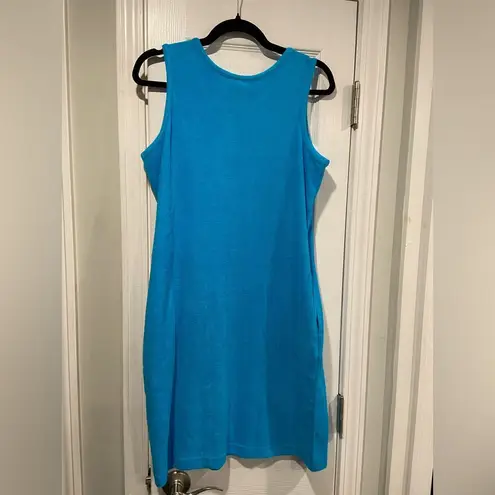 NWOT Metropolitan Size M Bright Blue Terry Cloth Tank Sun Dress Coverup Pockets Size M