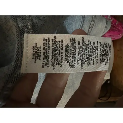 Avec Les Filles  Blue Ruffle Sleeve Oversized Denim Jacket Size XS