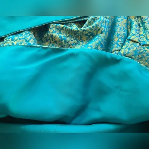 Peter Som Turquoise & Gold Silk Draped Skirt