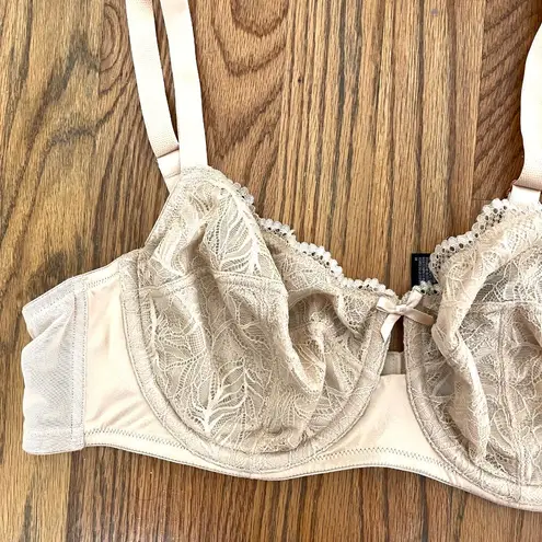 NEW NWT INC INTERNATIONAL CONCEPTS Plus Size Unlined Lace Bra Nude Beige sz 42C
