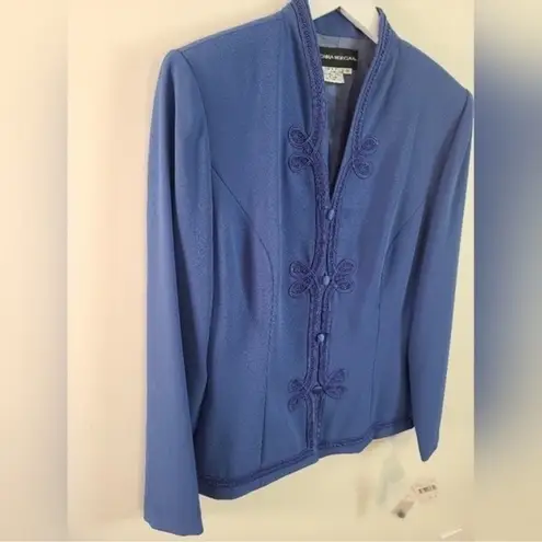 Donna Morgan empire blue stitched detailing button blazer size 10