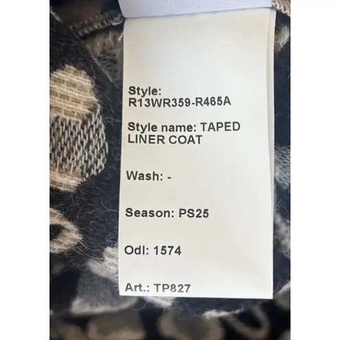 R13 Convertible Faux Leather Leopard Print Wool Taped Liner Coat Japanese Luxury