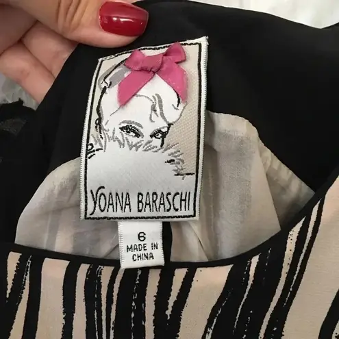 Yoana Baraschi Silk Black Cream Stripe Dress