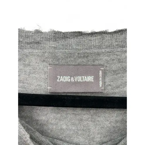 Zadig & Voltaire zadig voltaire XS Pure Cashmere Sweater Knit Metallic Silver Star Elbows Knit