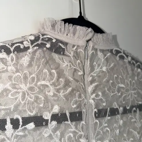 Mac Duggal NWT Embroidered Long Sleeve Ruffled Tiered Dress - Pearl - 8003