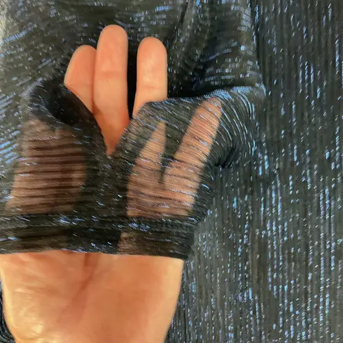 Ny Collection V-Neck Metallic Embellished Sheer Kimono Blouse Top Size M NWT