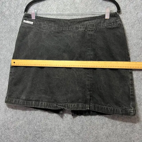 Vintage Judy's Fashion Black Denim Mini Skirt 90s Y2K Grunge Size 13 Zip Back