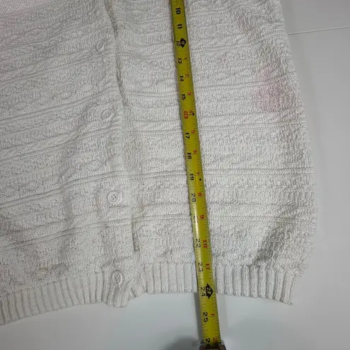 Vintage Viana Knit Collar Button Down Sweater Textured White Made in USA L Size L