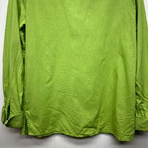 Worthington  Vintage Line Cotton Lime Green Button Front Womens Shirt Size Small