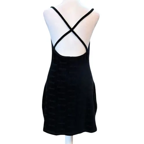 SKIMS Logo Velour Slip Dress in Onyx Black Size Large