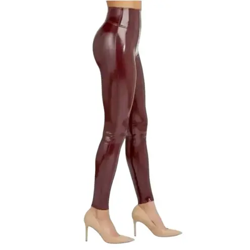 Spanx  Faux Leather Patent Leather Ankle Leggings Ruby Red Burgundy Size MP NEW - Image 10