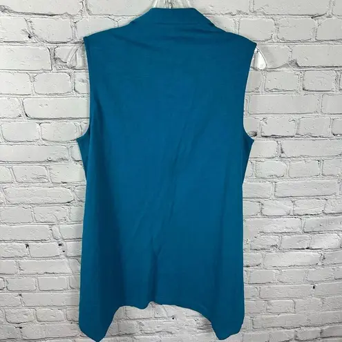 Soft Surroundings Women’s Sleeveless Mismatched Eclectic Button Teal Shirt M