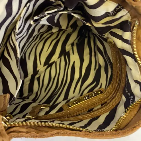 Linea Pelle Tan Cross Body Zipper Purse C9 Tan