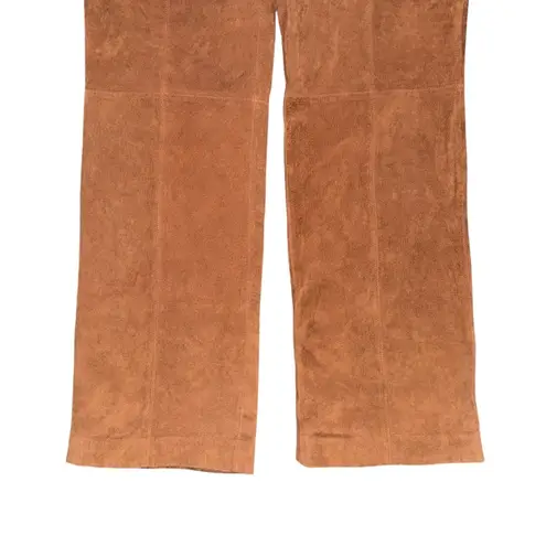 VTG The Look Randolph Duke Brown Suede Leather Lace Up Front Straight Pant Sz 16