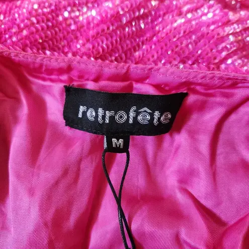 Retrofete Gabrielle Robe Dress in Pink Sequins Size Medium NWT Long Sleeve