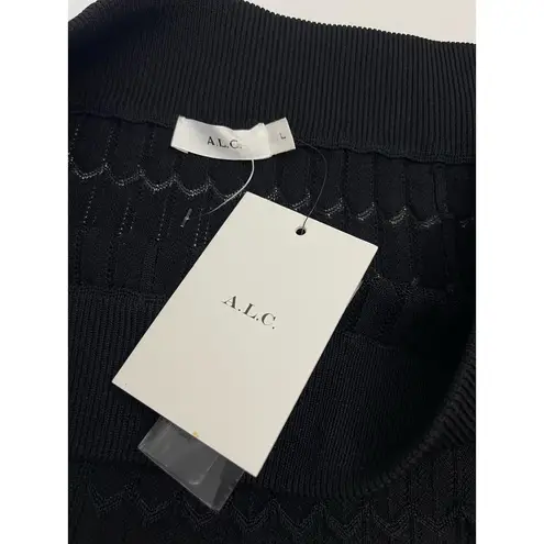 ALC Frank A.L.C Chevron Black Midi Skirt Size Large Pull on Elasticized Waist New with Tag