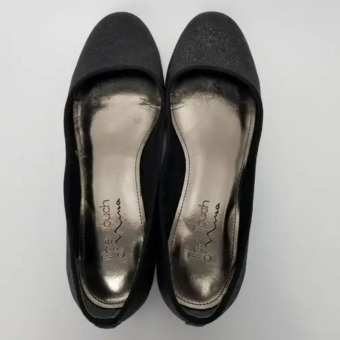 Nina The Touch Of Womens Shimmery Glitter Ballet Flats Shoes Black Slip On 8 X