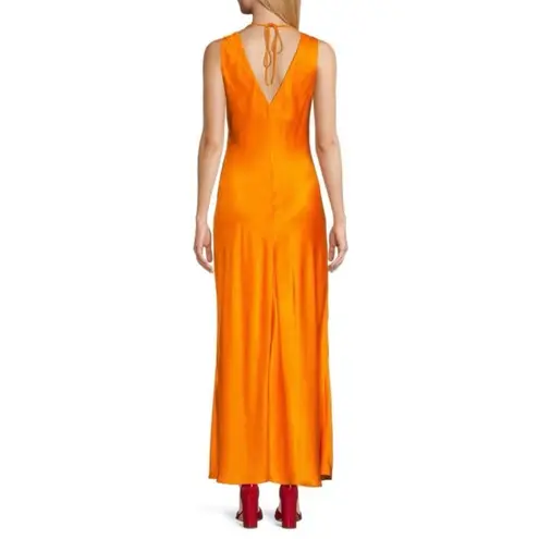 frame denim FRAME Lace-up satin-jacquard maxi dress NWT