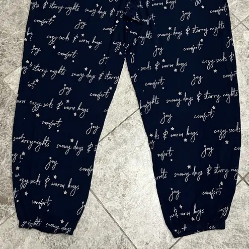 Soma Cool Nights Holiday Banded Ankle Pajama Pants Graphic Navy XL Blue
