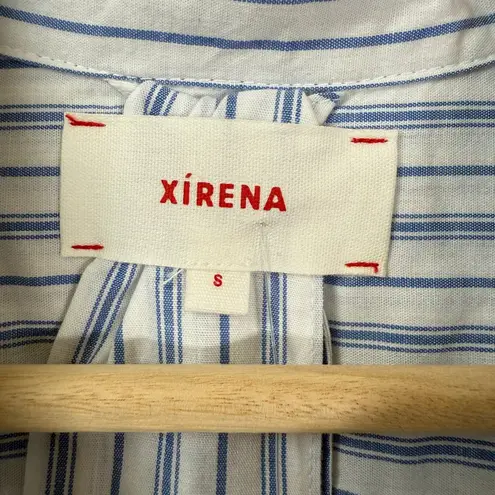 Xirena Marlowe Coastal Stripe Midi Shirt Dress Women Small White Blue Preppy NWT