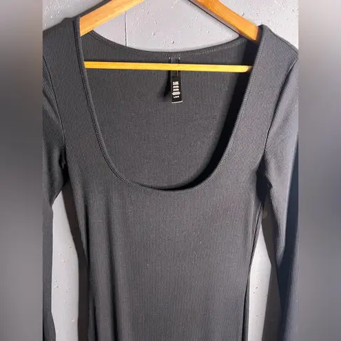 SKIMS SOFT LOUNGE LONG SLEEVE RIBBED DRESS in BLACK . Size Large