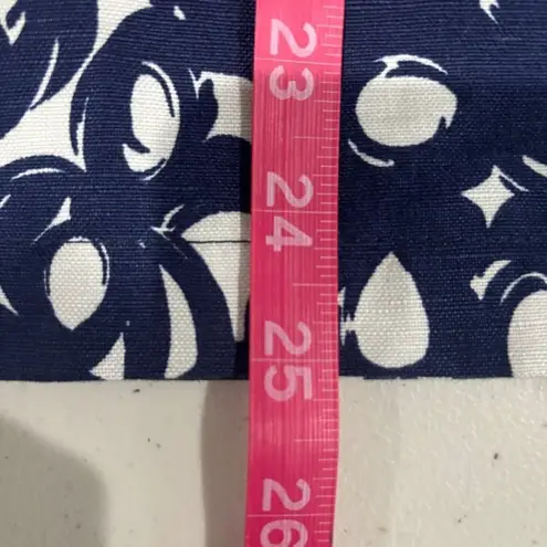 Boden Blue Circle Print Pencil Skirt 8 Long 8L Cotton Linen Classic Preppy