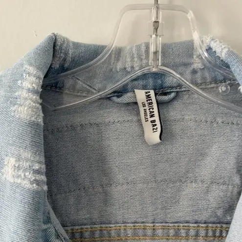 American Bazi Fashion Tour Denim Jacket in Light/Medium Wash